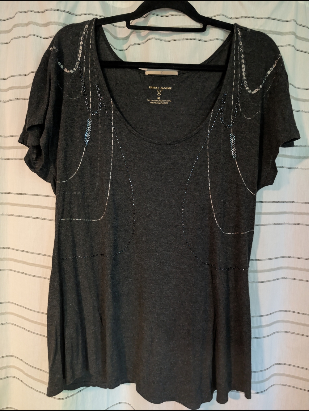 Charcoal Short-Sleeve Scoop Neck Tee